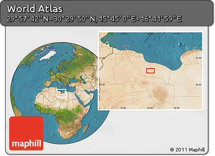 Satellite Location Map of the Area around 30° 13' 46" N, 16° 13' 30" E