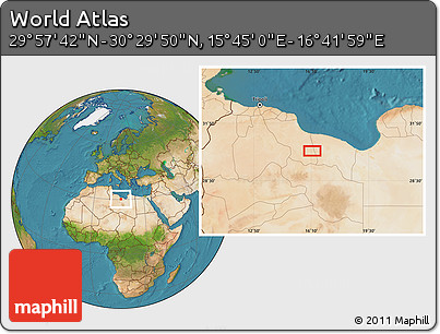 Satellite Location Map of the Area around 30° 13' 46" N, 16° 13' 30" E