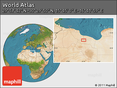 Satellite Location Map of the Area around 30° 13' 46" N, 16° 13' 30" E