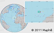 Gray Location Map of the area around 30° 13' 46" N, 16° 4' 29" W