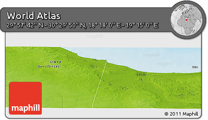 Physical Panoramic Map of the Area around 30° 13' 46" N, 18° 46' 29" E