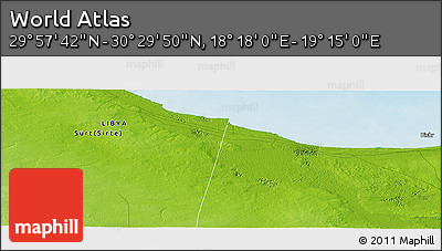 Physical Panoramic Map of the Area around 30° 13' 46" N, 18° 46' 29" E