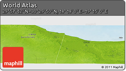 Physical Panoramic Map of the Area around 30° 13' 46" N, 18° 46' 29" E