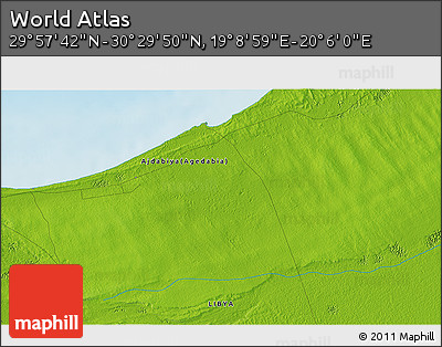 Physical 3D Map of the Area around 30° 13' 46" N, 19° 37' 30" E