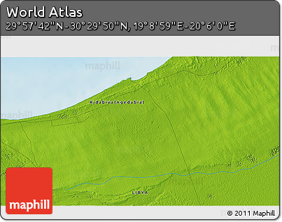 Physical 3D Map of the Area around 30° 13' 46" N, 19° 37' 30" E