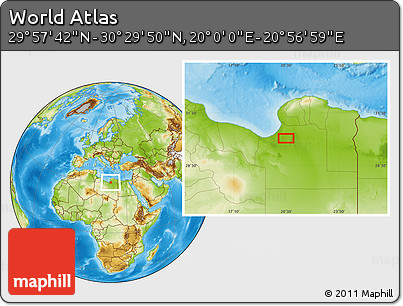 Physical Location Map of the Area around 30° 13' 46" N, 20° 28' 30" E