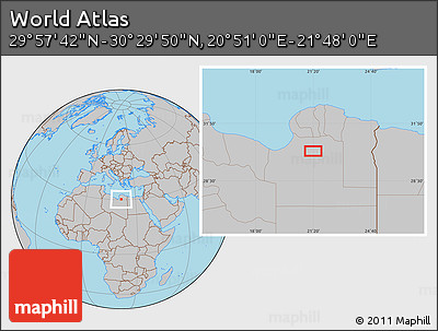 Gray Location Map of the Area around 30° 13' 46" N, 21° 19' 30" E