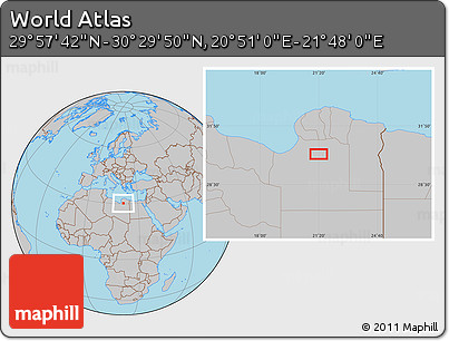 Gray Location Map of the Area around 30° 13' 46" N, 21° 19' 30" E