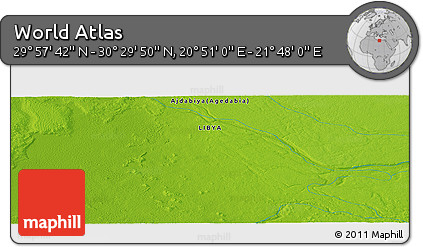 Physical Panoramic Map of the Area around 30° 13' 46" N, 21° 19' 30" E