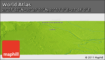 Physical Panoramic Map of the Area around 30° 13' 46" N, 21° 19' 30" E