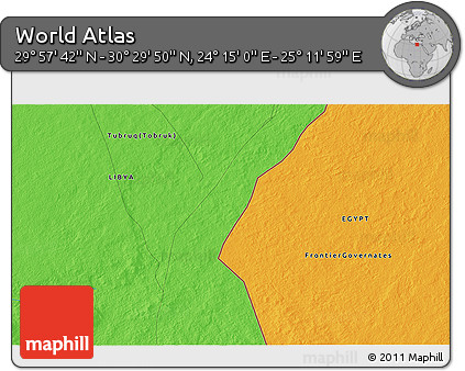 Political 3D Map of the Area around 30° 13' 46" N, 24° 43' 30" E