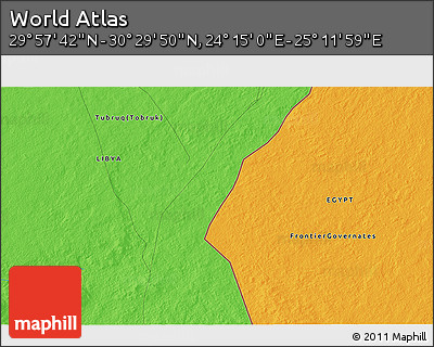 Political 3D Map of the Area around 30° 13' 46" N, 24° 43' 30" E