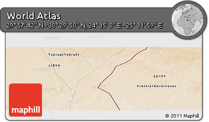 Satellite Panoramic Map of the Area around 30° 13' 46" N, 24° 43' 30" E