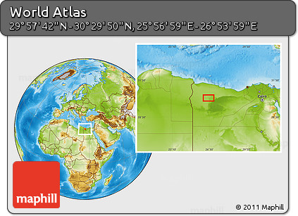 Physical Location Map of the Area around 30° 13' 46" N, 26° 25' 29" E