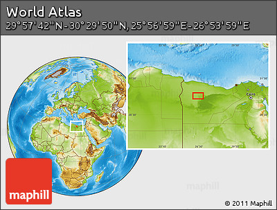 Physical Location Map of the Area around 30° 13' 46" N, 26° 25' 29" E