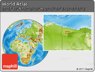 Physical Location Map of the Area around 30° 13' 46" N, 26° 25' 29" E