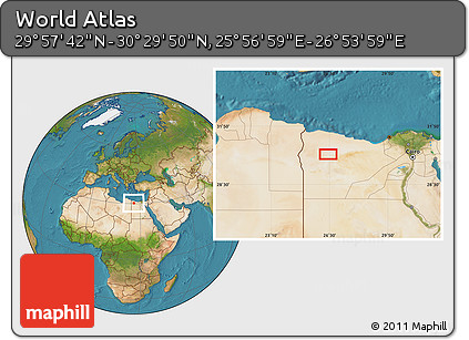 Satellite Location Map of the Area around 30° 13' 46" N, 26° 25' 29" E