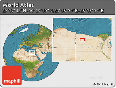 Satellite Location Map of the Area around 30° 13' 46" N, 26° 25' 29" E