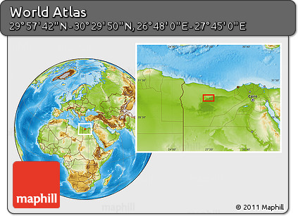 Physical Location Map of the Area around 30° 13' 46" N, 27° 16' 29" E