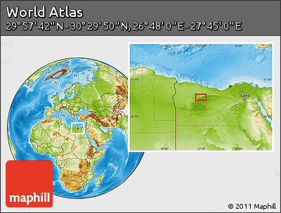Physical Location Map of the Area around 30° 13' 46" N, 27° 16' 29" E