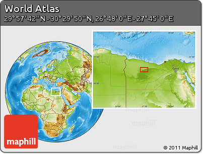 Physical Location Map of the Area around 30° 13' 46" N, 27° 16' 29" E