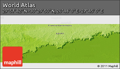 Physical Panoramic Map of the Area around 30° 13' 46" N, 27° 16' 29" E