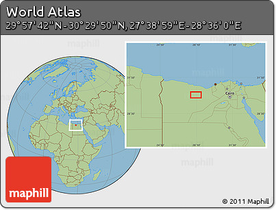 Savanna Style Location Map of the Area around 30° 13' 46" N, 28° 7' 30" E