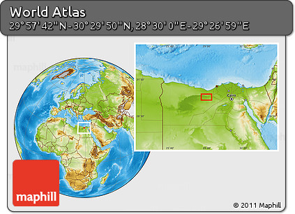 Physical Location Map of the Area around 30° 13' 46" N, 28° 58' 30" E
