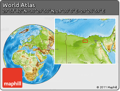Physical Location Map of the Area around 30° 13' 46" N, 28° 58' 30" E