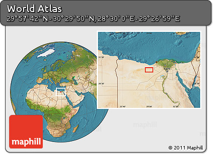 Satellite Location Map of the Area around 30° 13' 46" N, 28° 58' 30" E