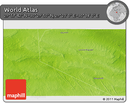 Physical 3D Map of the Area around 30° 13' 46" N, 29° 49' 30" E