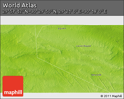 Physical 3D Map of the Area around 30° 13' 46" N, 29° 49' 30" E