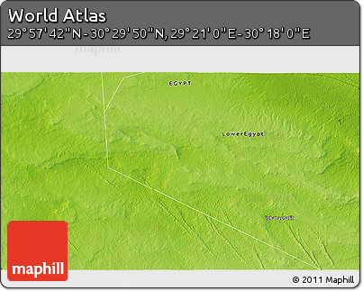 Physical 3D Map of the Area around 30° 13' 46" N, 29° 49' 30" E