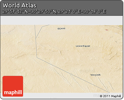 Satellite 3D Map of the Area around 30° 13' 46" N, 29° 49' 30" E