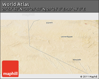 Satellite 3D Map of the Area around 30° 13' 46" N, 29° 49' 30" E