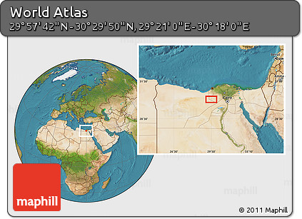 Satellite Location Map of the Area around 30° 13' 46" N, 29° 49' 30" E