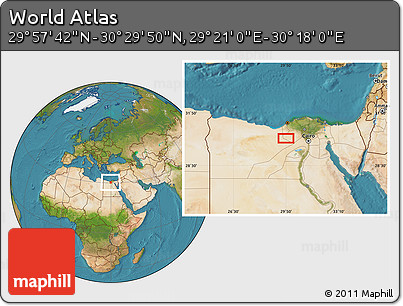 Satellite Location Map of the Area around 30° 13' 46" N, 29° 49' 30" E
