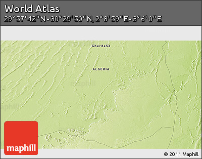 Physical 3D Map of the Area around 30° 13' 46" N, 2° 37' 30" E