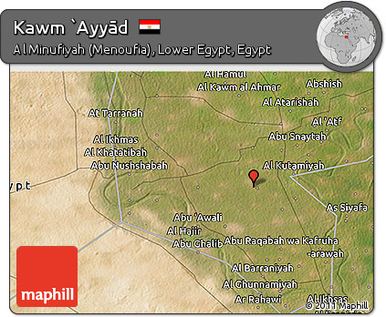 Satellite 3D Map of Kawm `Ayyād