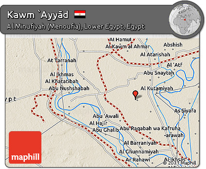 Shaded Relief 3D Map of Kawm `Ayyād