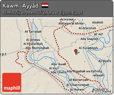 Shaded Relief 3D Map of Kawm `Ayyād