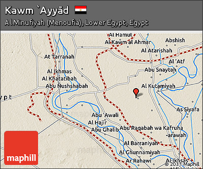 Shaded Relief 3D Map of Kawm `Ayyād