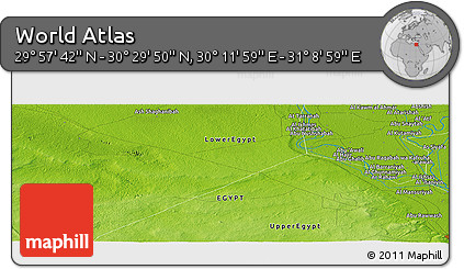 Physical Panoramic Map of the Area around 30° 13' 46" N, 30° 40' 29" E