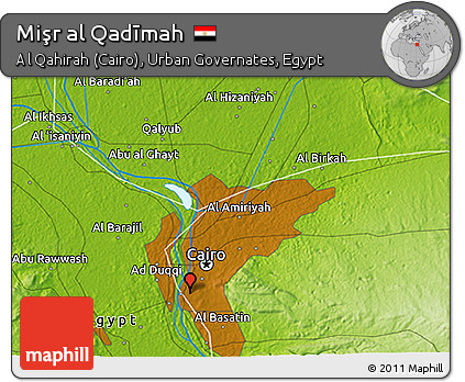 Physical 3D Map of Mişr Al Qadīmah