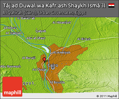 Physical 3D Map of Tāj Ad Duwal Wa Kafr Ash Shaykh Ismā`īl
