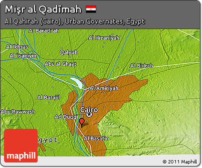 Physical 3D Map of Mişr Al Qadīmah