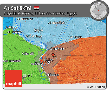 Political 3D Map of As Sakākīnī