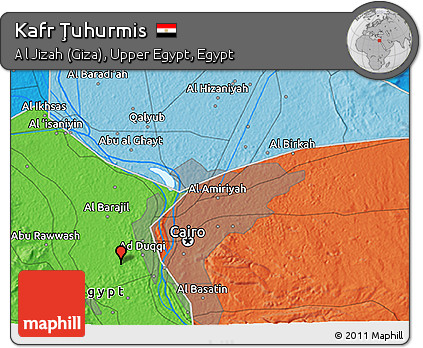 Political 3D Map of Kafr Ţuhurmis