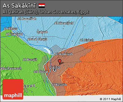 Political 3D Map of As Sakākīnī