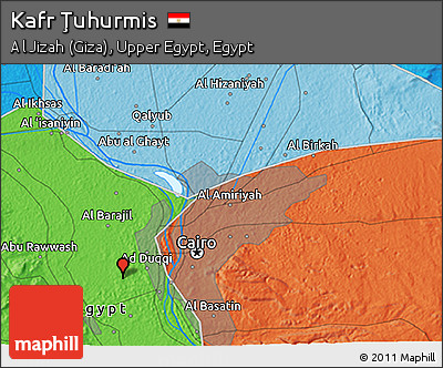 Political 3D Map of Kafr Ţuhurmis